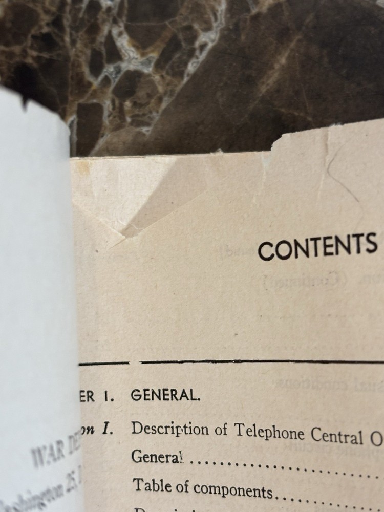 WWII WAR DEPARTMENT TECHNICAL GUIDE TELEPHONE CENTRAL OFFICE SET TC-4