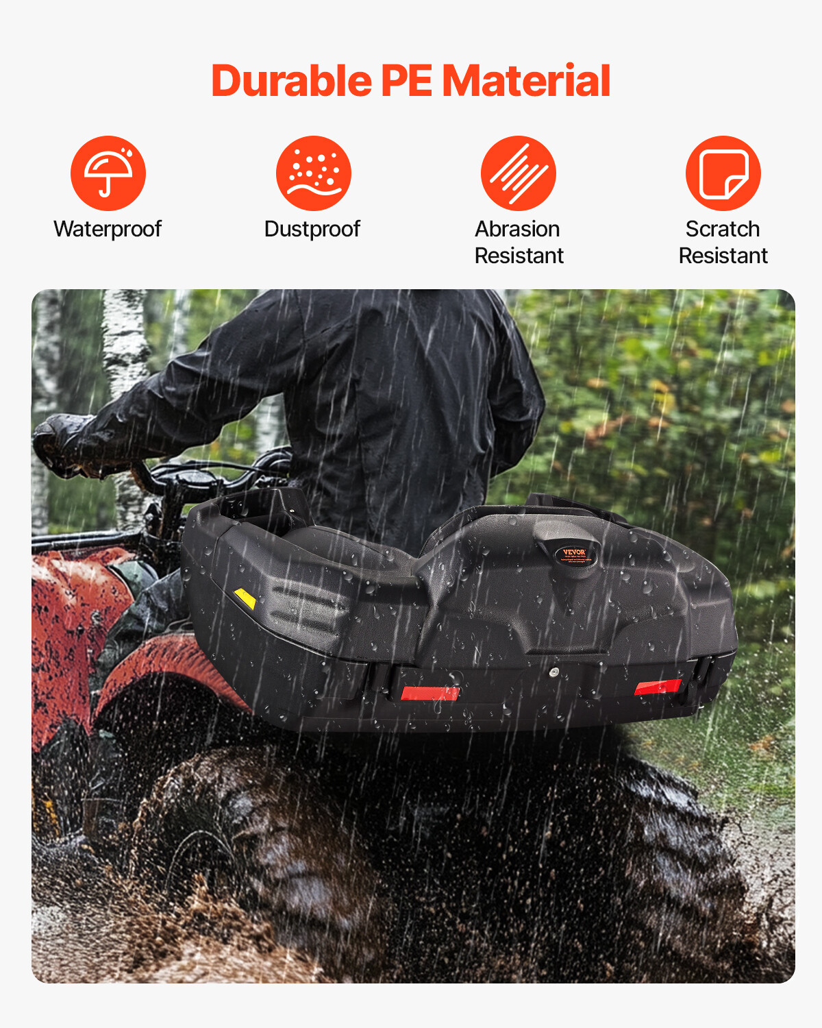 ATV Rear Storage Box Lounger 95L Waterproof ATV Cargo Box with Seat & Backrest