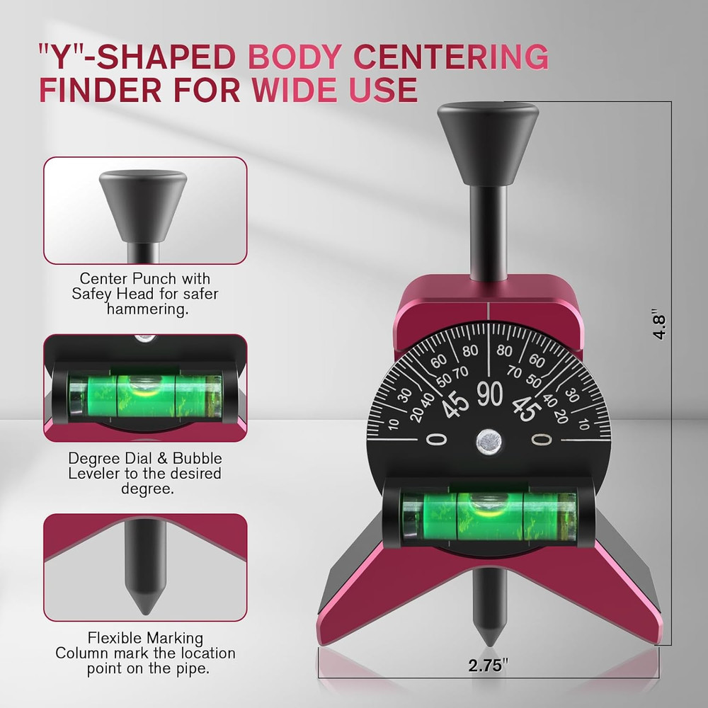 Pipe Center Finder Pipefitter Tools W/Magnetic Centering Head Pipe Fitting Tools
