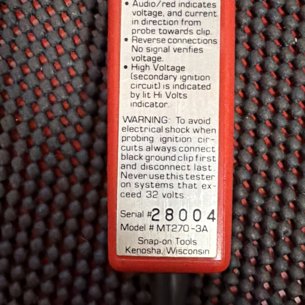 Snap On Tools Electrical Circuit Tester Kit Continuity Plus Tester MT270 READ!