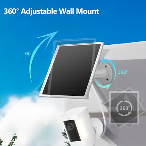 6W Solar Panel for Ring Camera, Solar Charger Compatible with Ring White-1Pack