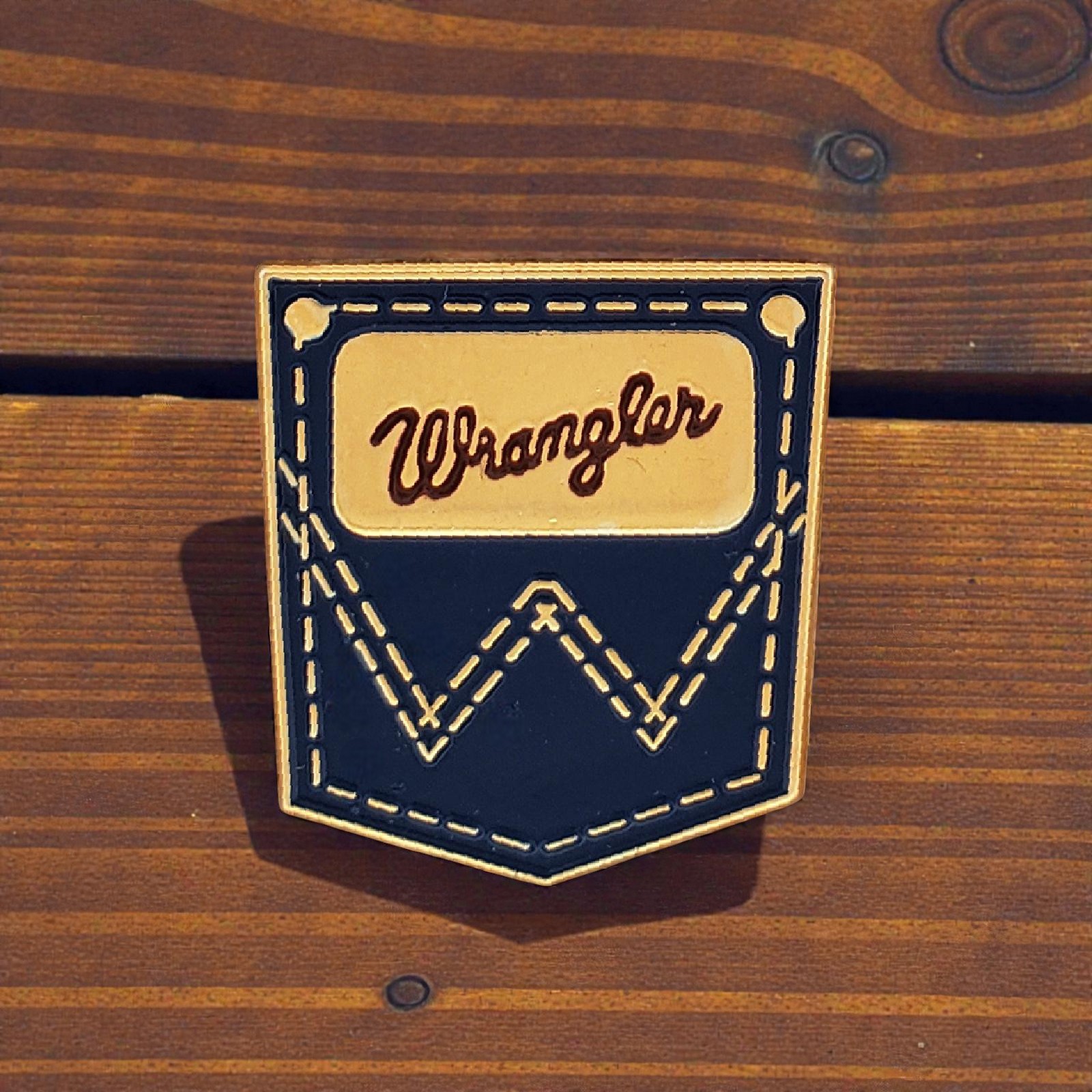 Vintage 1980s Wrangler Jeans Pocket Lapel Pin Western Denim Cowboy Hat