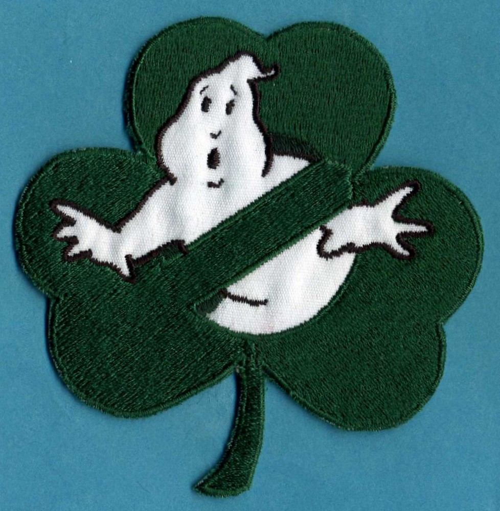 Irish Shamrock Style Embroidered Ghostbusters No Ghost Iron-on Patch