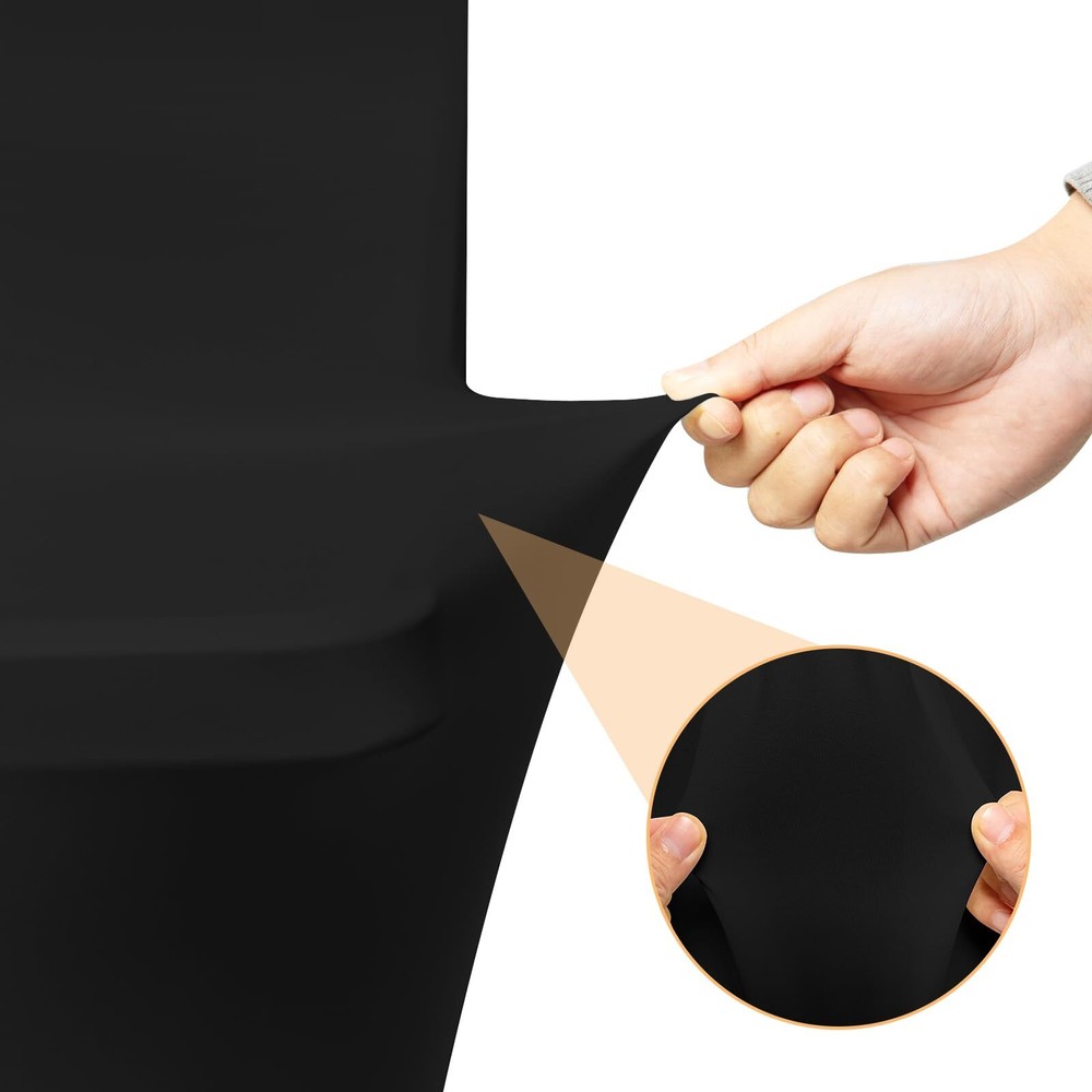 2 Pack 6 Feet Black Spandex Tablecloth for Rectangular Tables Fitted & Stretc...