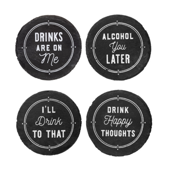 Midwest CBK Round Happy Hour Text Coasters (CB176167)