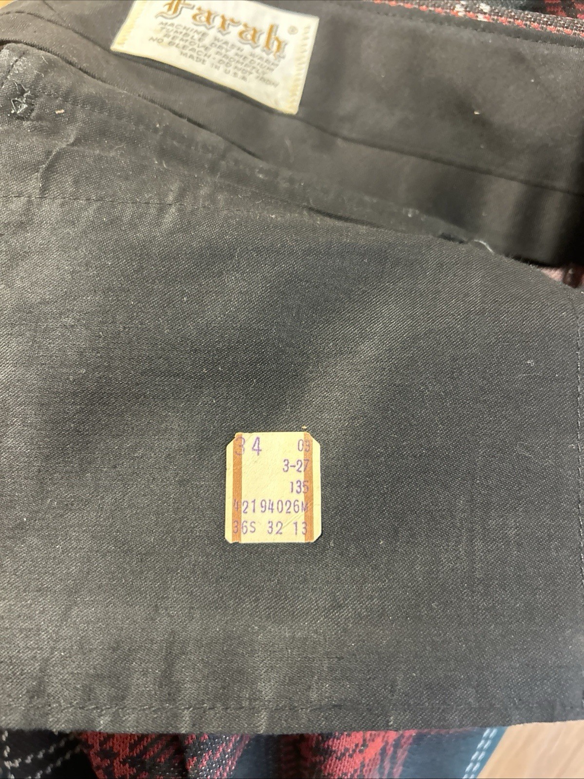 VTG 70s Farah Polyester Pants High Waist Wide Leg Disco Mens Size 34x29 Plaid