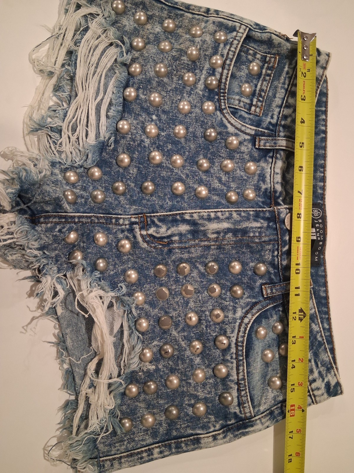 Boom Boom Jeans Studded Denim Shorts Size 11 Junior Acid Wash 100% Cotton...