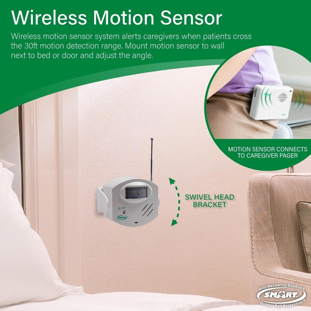 Smart Caregiver Wireless Motion Sensor Alarm System with Pager for Fall and W...