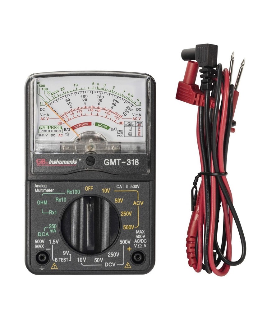Gardner Bender GMT-318 Analog Multimeter, 6 Function, 14 Range, 500V, Black