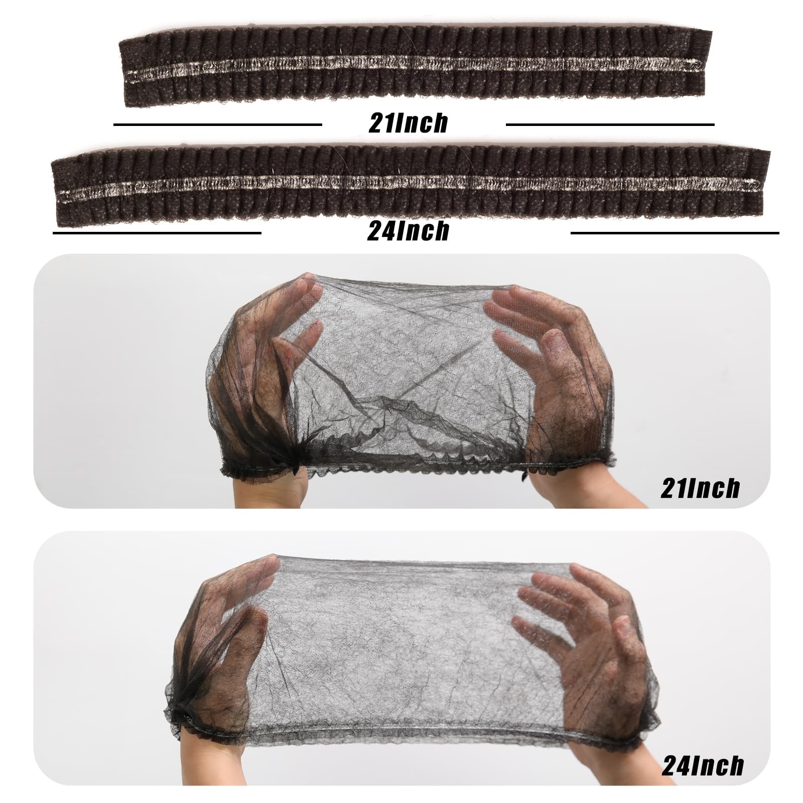 Gorros desechables de 24 pulgadas con redecilla y gorro elÃ¡stico antipolvo