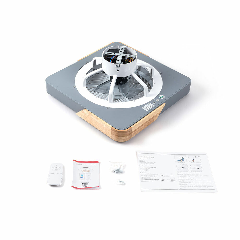 Modern Ceiling Fan Light Dimmable LED Remote Control Flush Mount Lamp Bladeless
