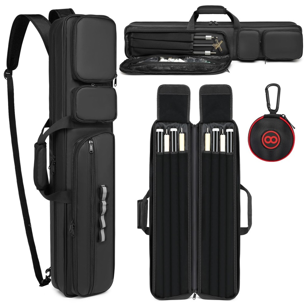 Pool Cue Case 4x4, Soft Padded Pool Stick Case,Pool Stick Case with Multiple ...