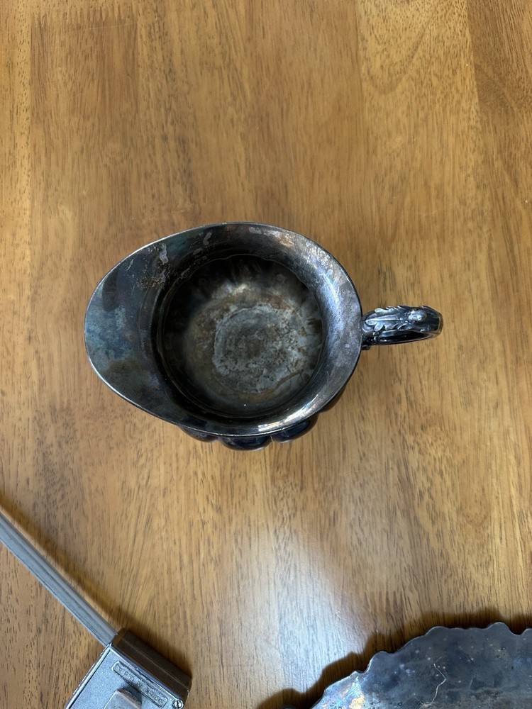 Vintage Silver Plate Creamer In Melon Pattern By Community Plate