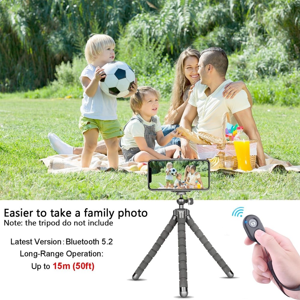 Wireless Camera Remote Shutter for iPhone & Android - Black & Pink, 50ft Range