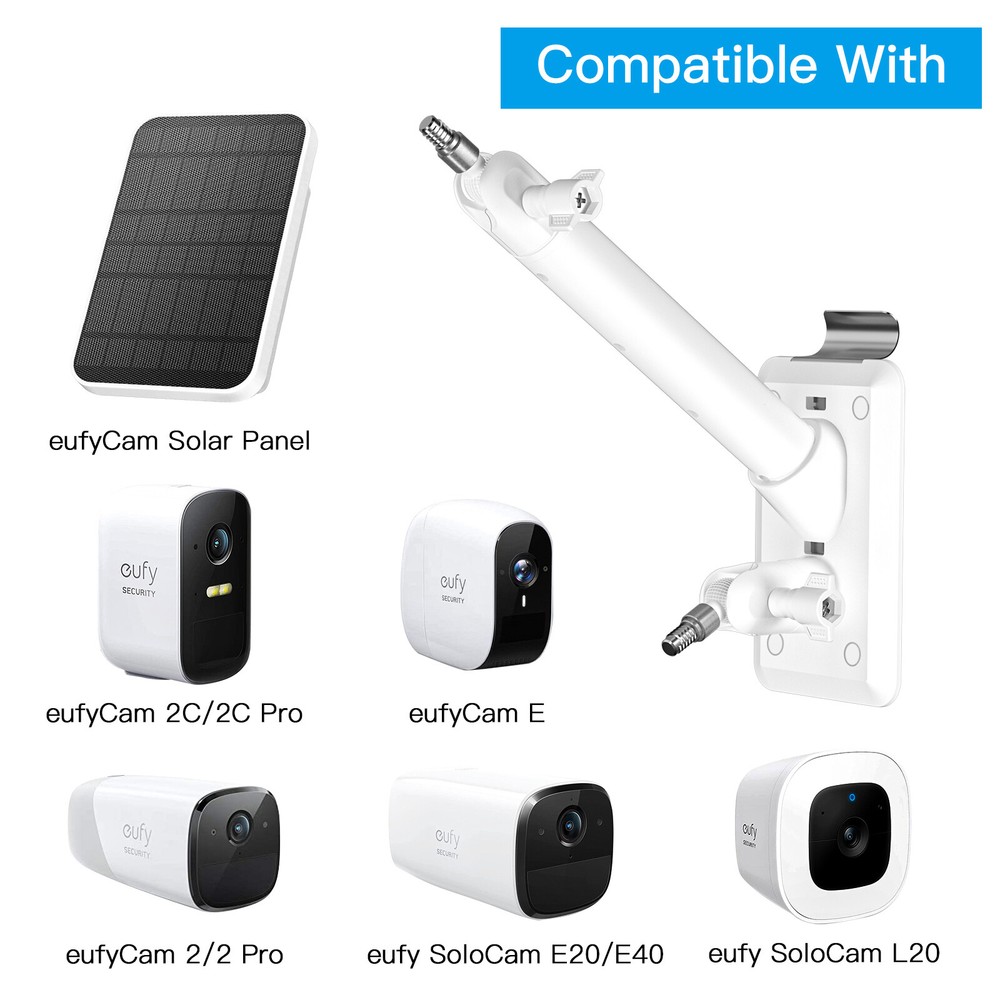 2-in-1 Vinyl Siding Clips Mount for eufy 2/2Pro,2C/2Pro,E20/E40 and Solar Panel