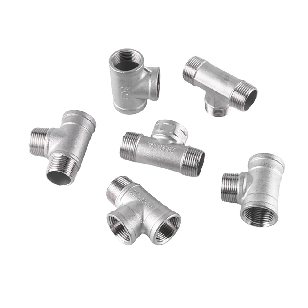 Stainless Pipe Fitting Tee Connector T-Shape Female Male Thread 1/2" 3/4" 1" 2"