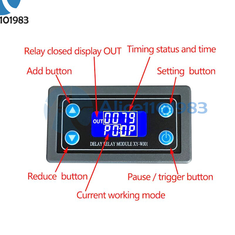 XY-WJ01 Digital LCD Display Cycle Timing Circuit Switch 1CH Delay Relay Module