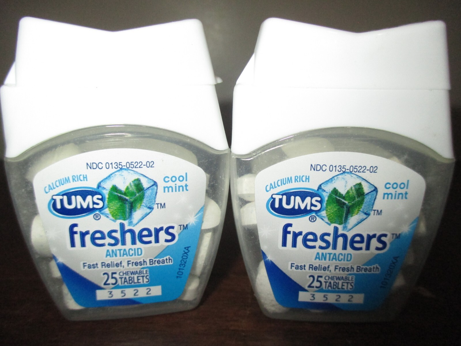 2x Tums Freshers Antacid Cool Mint 25 Chewable Expired FEB2014