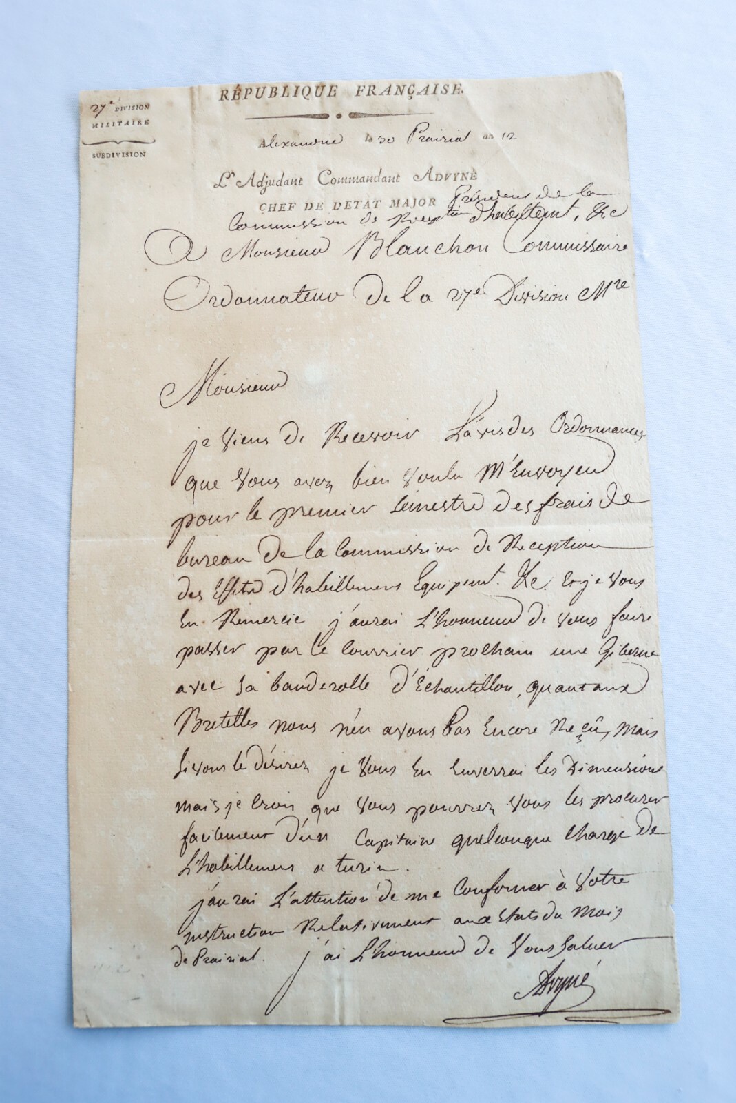 1802 France Revolution Army Equipment Supply Document Napoleon Battle War