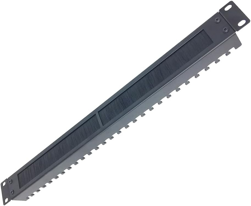 1U Brush Cable Manager Horizontal Rack Management, Black