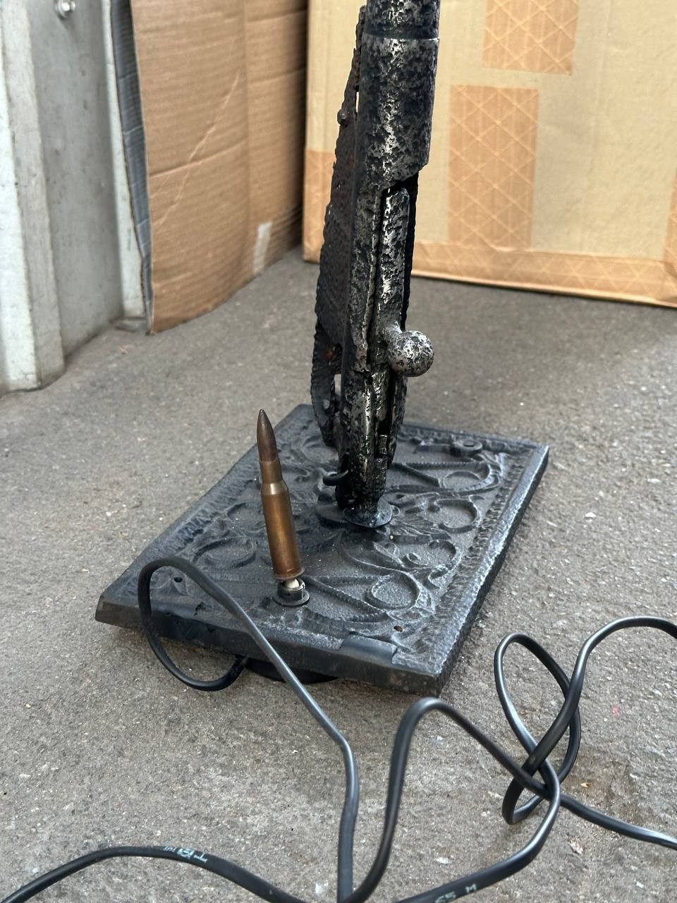 A floor lamp decoration made from a Mosin rifle. WWII military