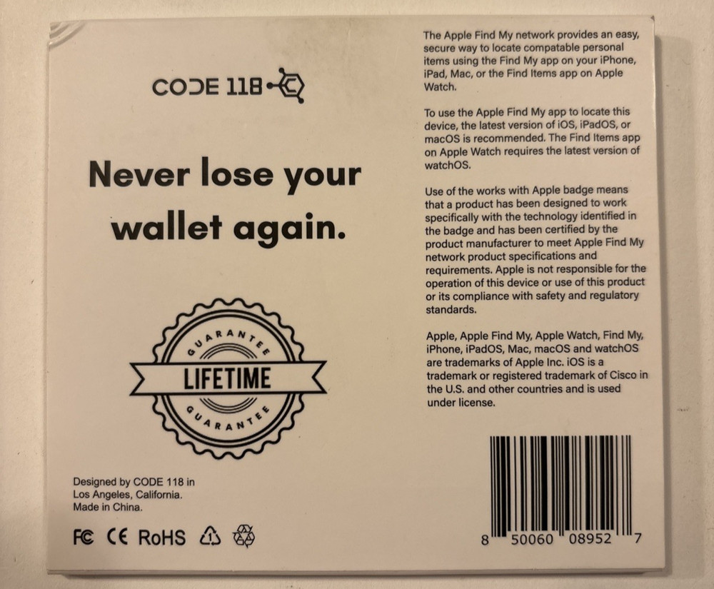 Code 118 Tracker Card