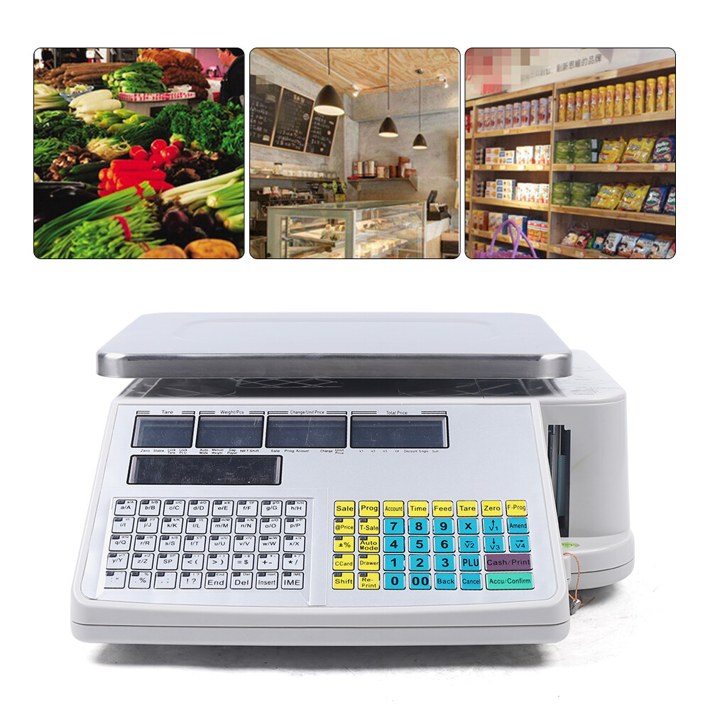 66lbs Digital Computing Price Scale Supermarket Barcode Printer Electronic Scale