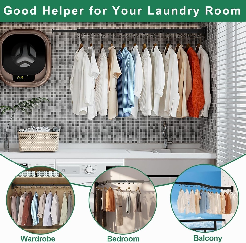 Upgraded Wall-Mounted Drying Rack - Foldable Space-Saving Solution with 12 Hooks