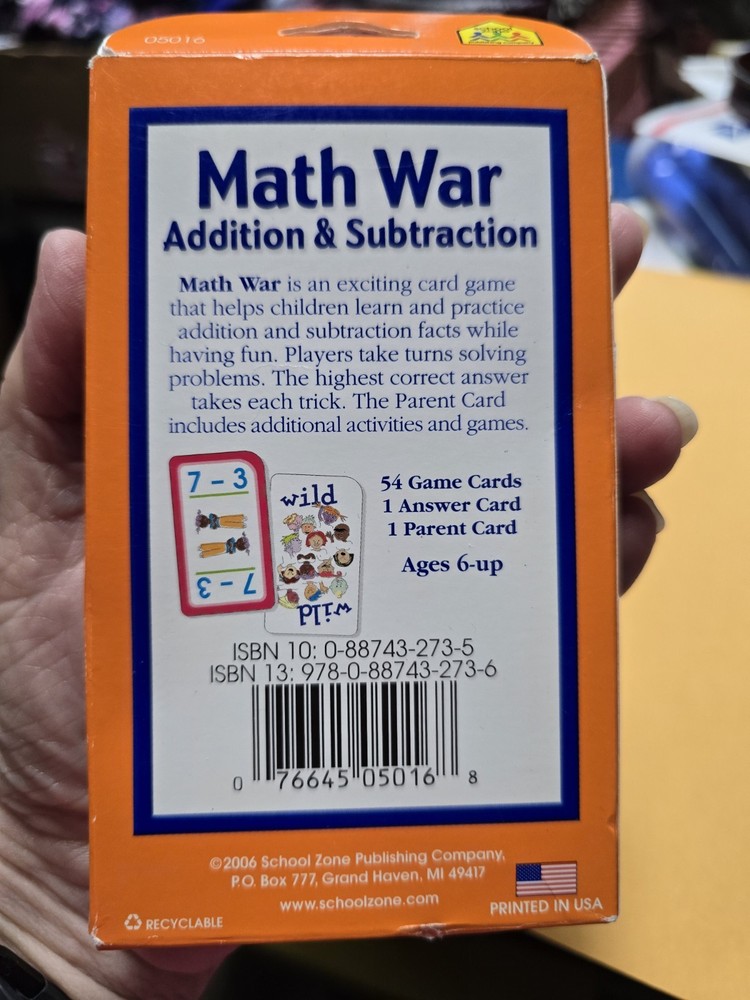 Math War Addition & Subtraction Flash Game Cards Sealed. T124