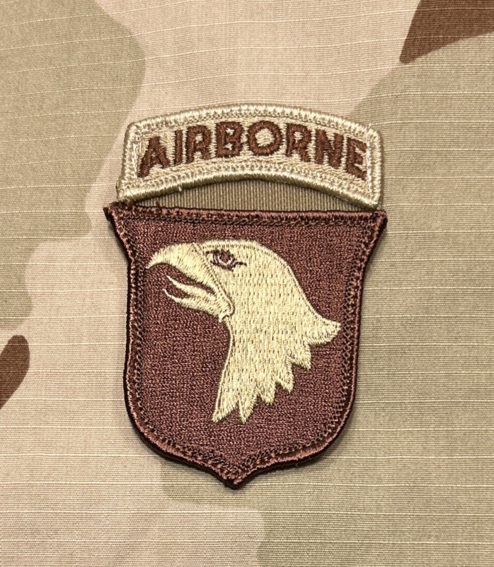 US Army 101st Airborne Division Patch w/ Hook DCU Subdued Desert
