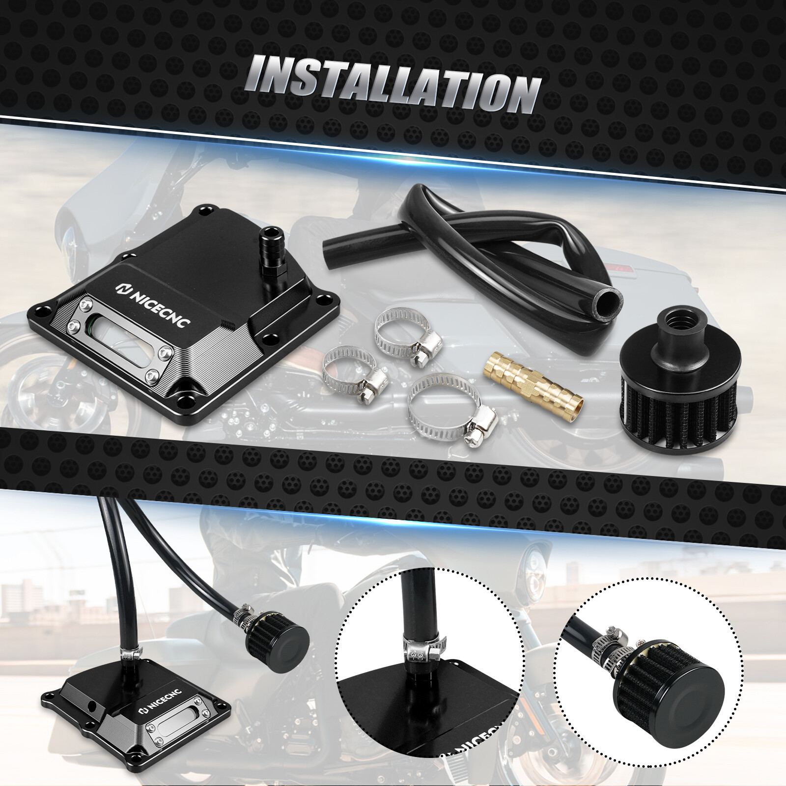 M8 Transmission Gearbox Vent Top Cover For Harley Road Glide FLTRX FLTRK FLTRXS