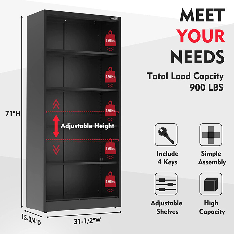 WORKPRO Storage Cabinet Metal Garage Cabinets Tall Locking Steel Cabinet 900 LBS