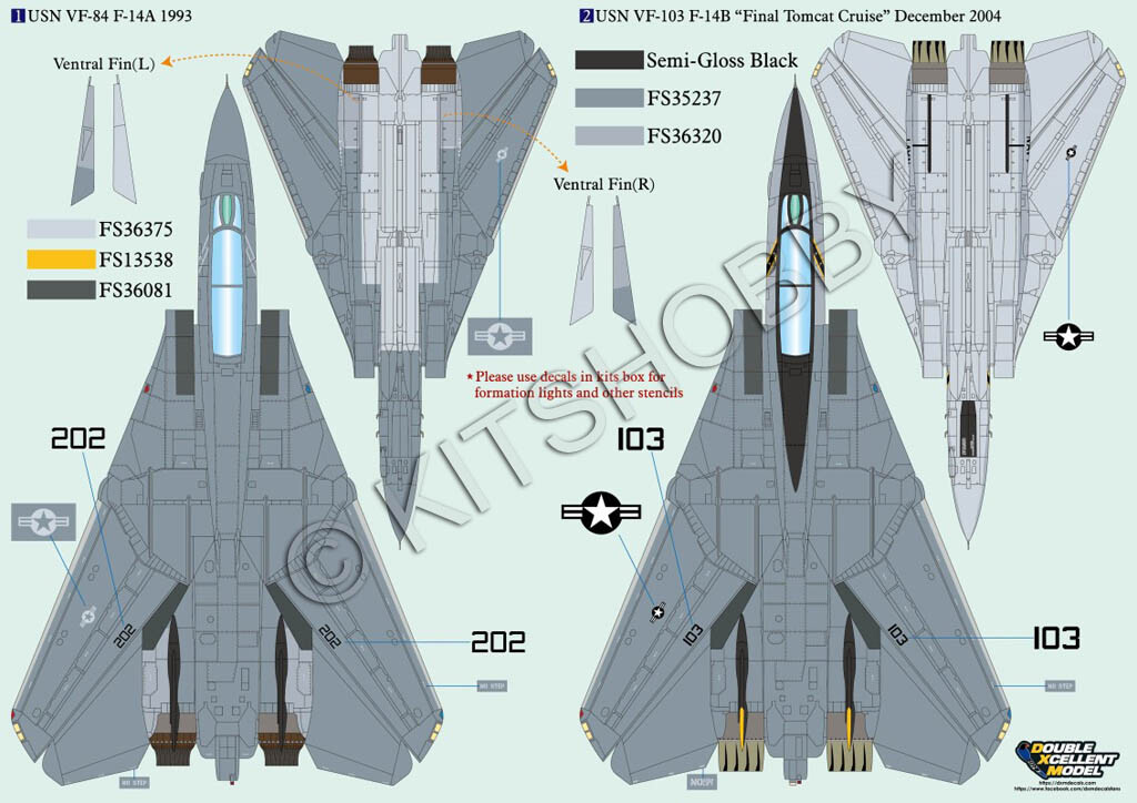 DXM decal 1/48 USN F-14 Tomcat Collection 1 (VF-84 / VF-101 / VF-103 & IRIAF)