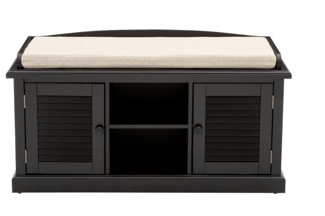 Home Decorators Collection Worn Black 2-Door Storage Bench