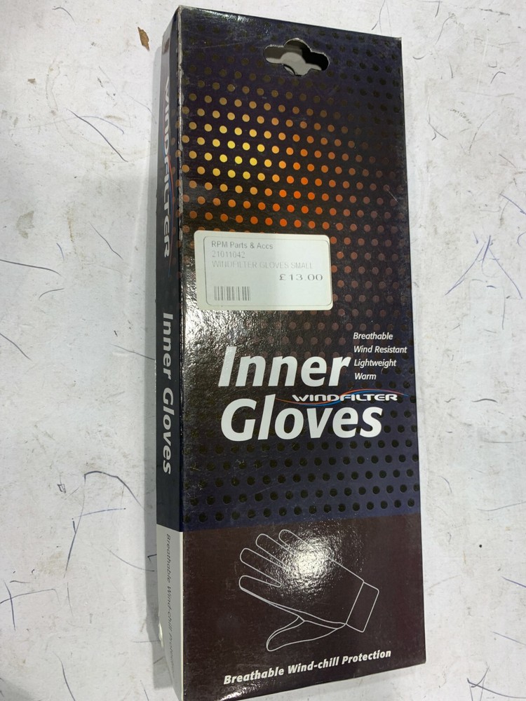 NEW GENUINE WINDFILTER WARM BREATHABLE WIND RESISTANT WIND INNER GLOVES SMALL