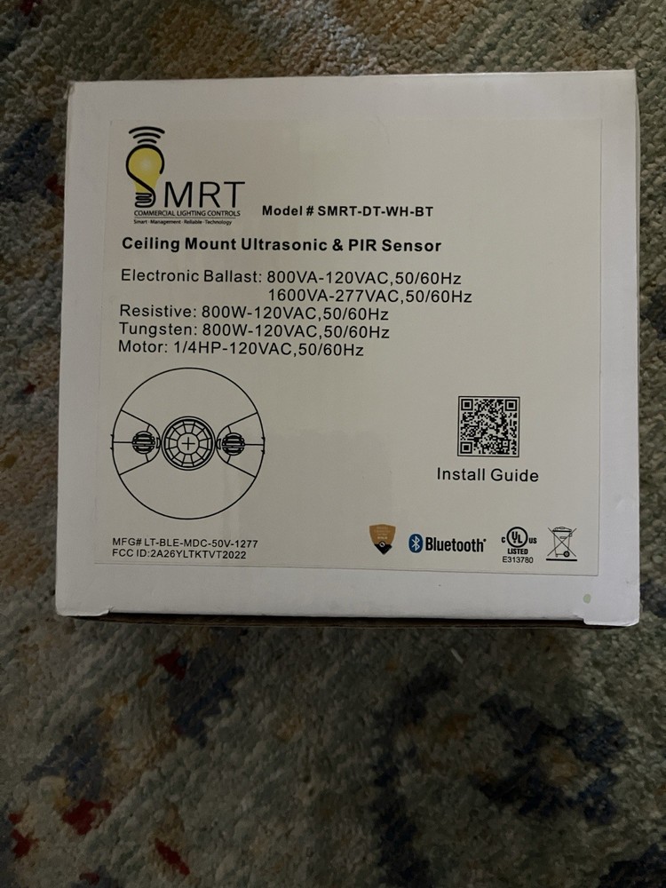 Smrt Model Smrt – Dt – Wh – Bt Ceiling Mount Ultrasonic And Pir Sensor