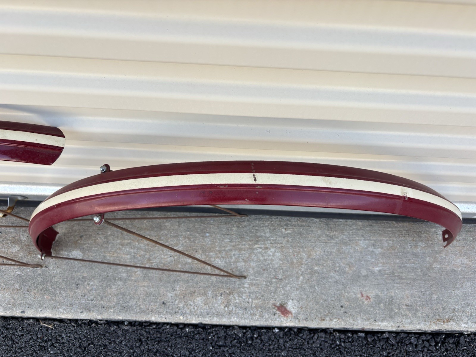 ANTIQUE 1900'S CIRCA 28" REPAINTED MOTORBIKE FRONT AND REAR FENDER SET