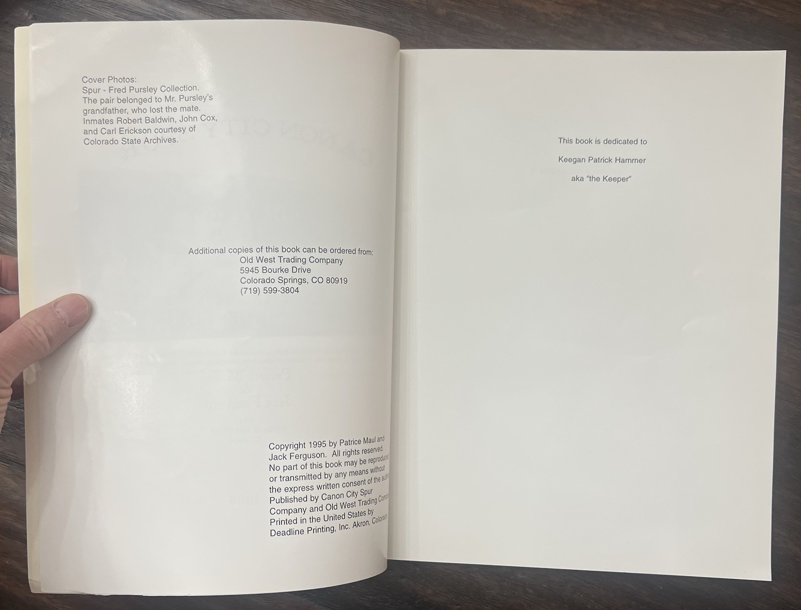 COLORADO PRISON SPURS & THE MEN WHO MADE THEM SIGNED LIMITED FIRST EDITION