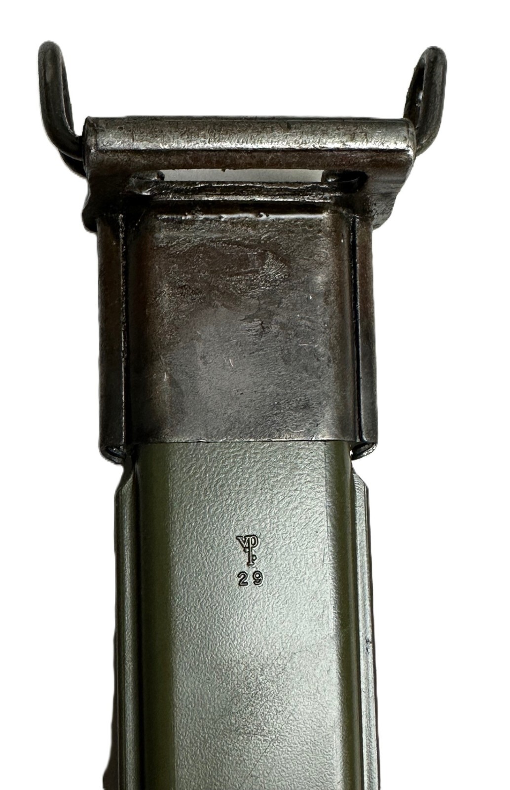 SCABBARD FOR GARAND 10" BLADE BAYONET MARKED "E-US" REFURBISHED SHEATH.