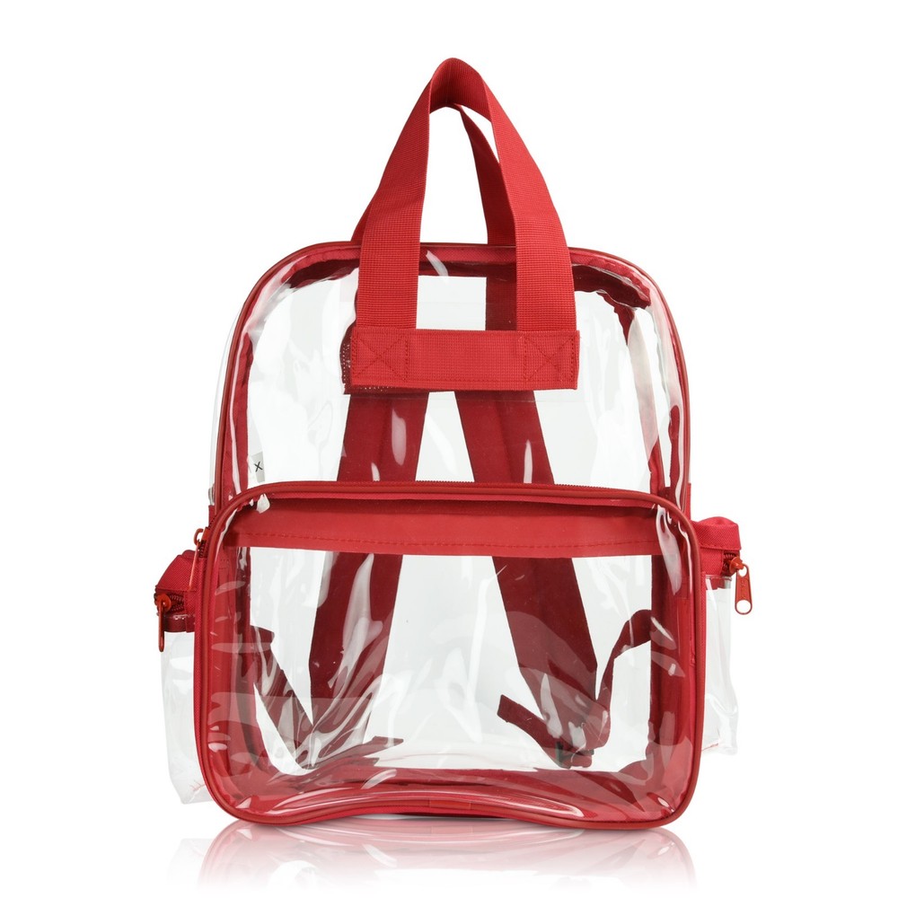 DALIX Clear Backpack Transparent School Bag in Red Small to Medium Size