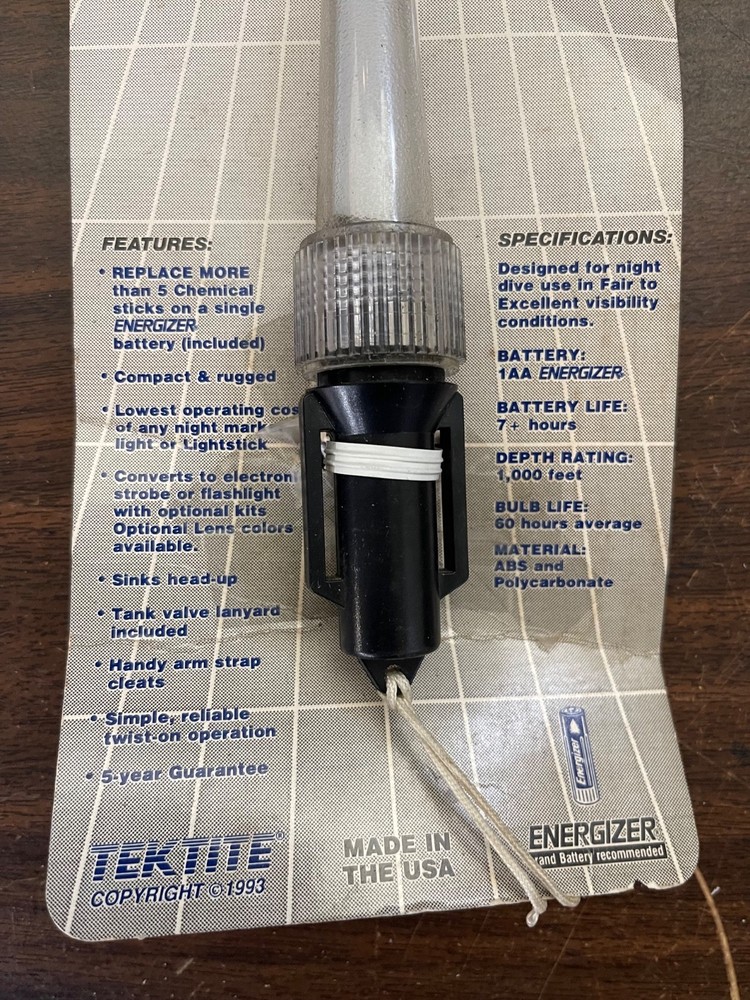 TEKTIE Mark Lite Dive Lightstick Black Handle UNTESTED
