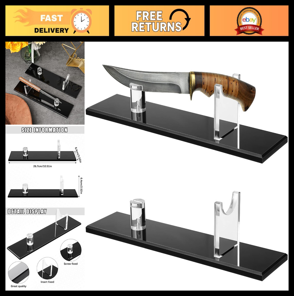 2-Piece Knife Display Stand - Fixed Blade Holder for Collection, Rustic Home Dec