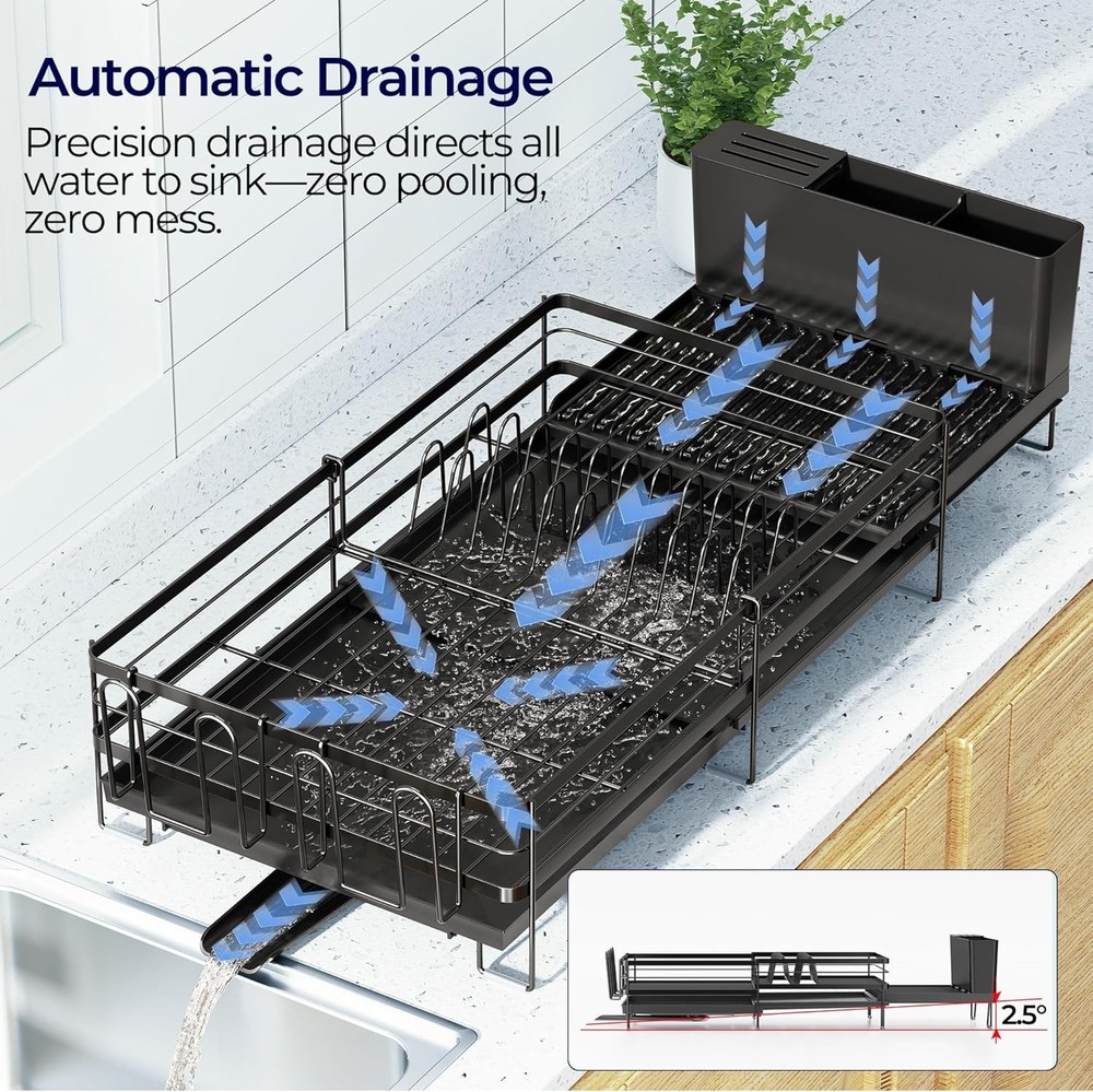 Large Dish Drying Rack Expandable Dish Rack Kitchen Counter Upgraded Dish
