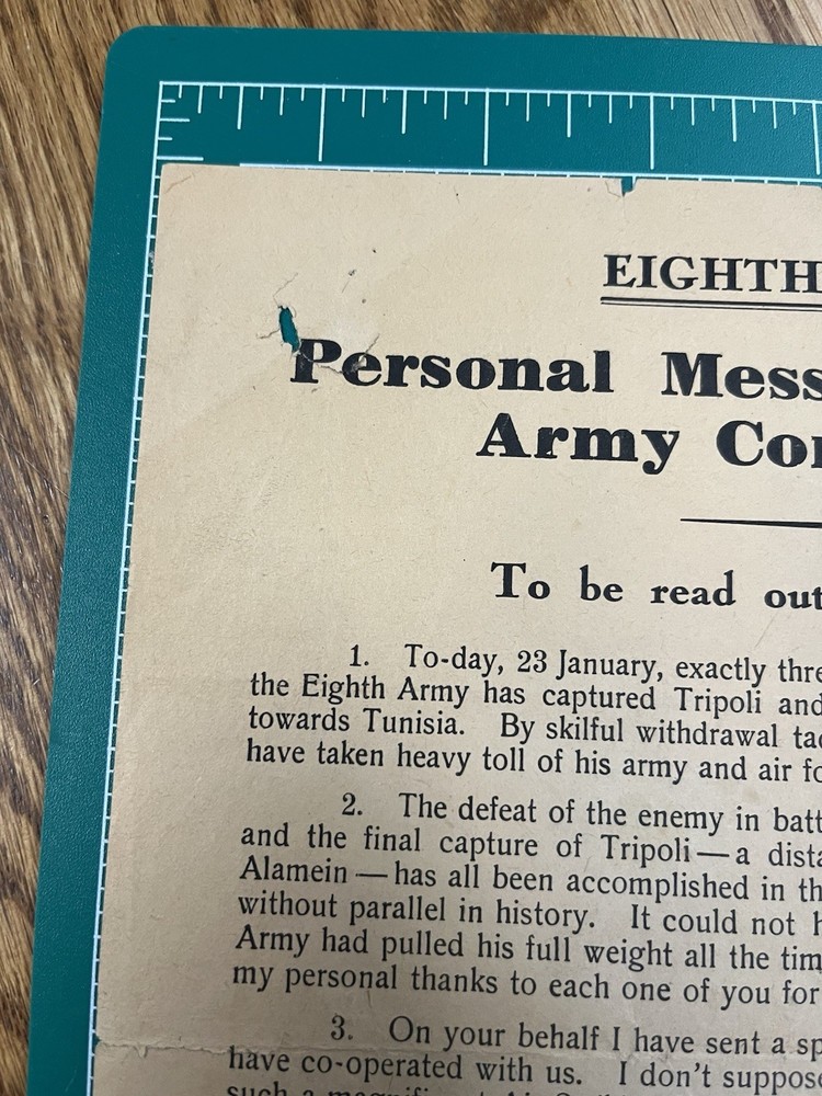 WWII British Message from the Army Commander Montgomery