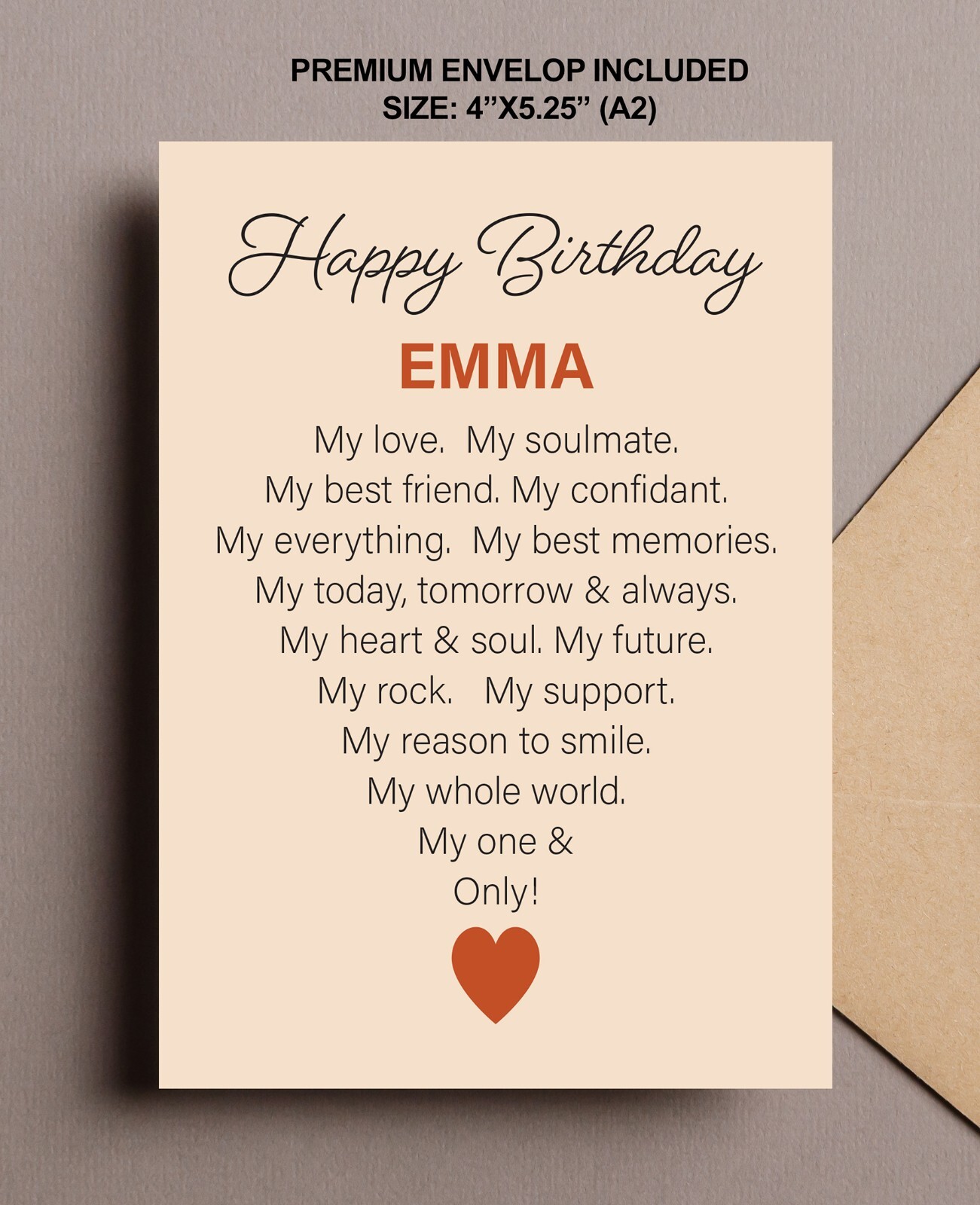Personalized Name Romantic Happy Birthday Card for Her Wife Girlfriend Husband