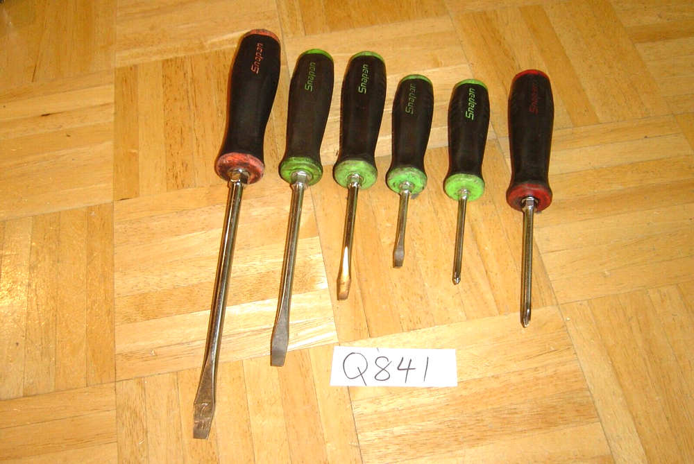 SNAP-ON TOOLS 6 PIECE GREEN & ORANGE SOFT GRIP HANDLE SCREWDRIVER SET