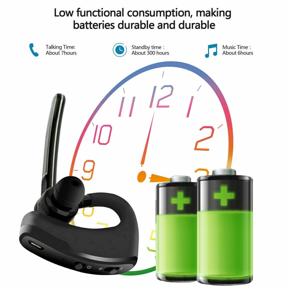 Universal Bluetooth Headset Business Wireless Earpiece for Left and Right Ears