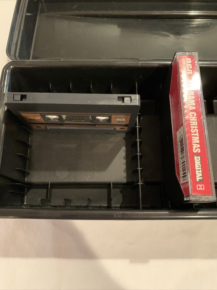 ALPHA Cassette Hard Plastic Storage Case Stackable Holds 15-24 Tapes Black 🇺🇸
