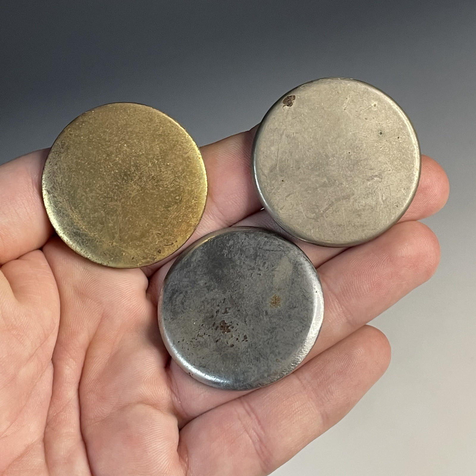 Lot of (3) Bridle Buttons Vintage 20th C. Horse Rosettes (One Brass)