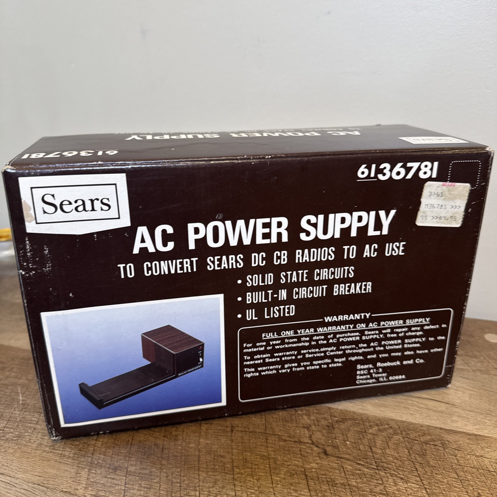 New Sears CB Radio Power Supply Converter 120v AC to 12V DC Home Use # 6136781